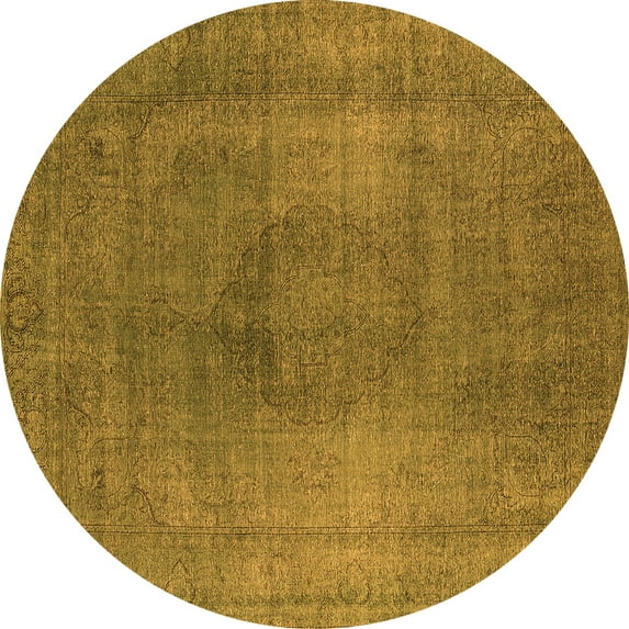 Ahgly Company Indoor Round Oriental Orange Industrial Area Rugs, 8' Round