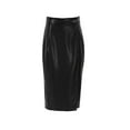 thumbnail image 6 of qolati Womens Fuax Leather Skirt Bodycon High Waist Slit Hem Pencil Skirts Trendy A Line Wrap Club Party Midi Skirt, 6 of 7
