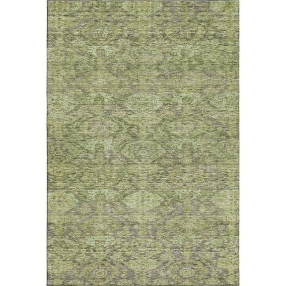 Addison Rugs Mayfield Premium Machine Washable Transitional Damask Green Rectangle Rug, 8' x 10'