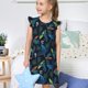 thumbnail image 4 of Balery Dinosaur Camisón de princesa para niñas, pijama de algodón con mangas abullonadas, suave y bonito.-Small, 4 of 6
