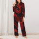 thumbnail image 2 of Balery Red Dragon On Black Conjunto de Pijama con Estampado para Mujer, Conjunto de Dos Piezas con Manga Larga, Ropa de Dormir Suave con Bolsillos, Pijamas Cómodos-Small, 2 of 7