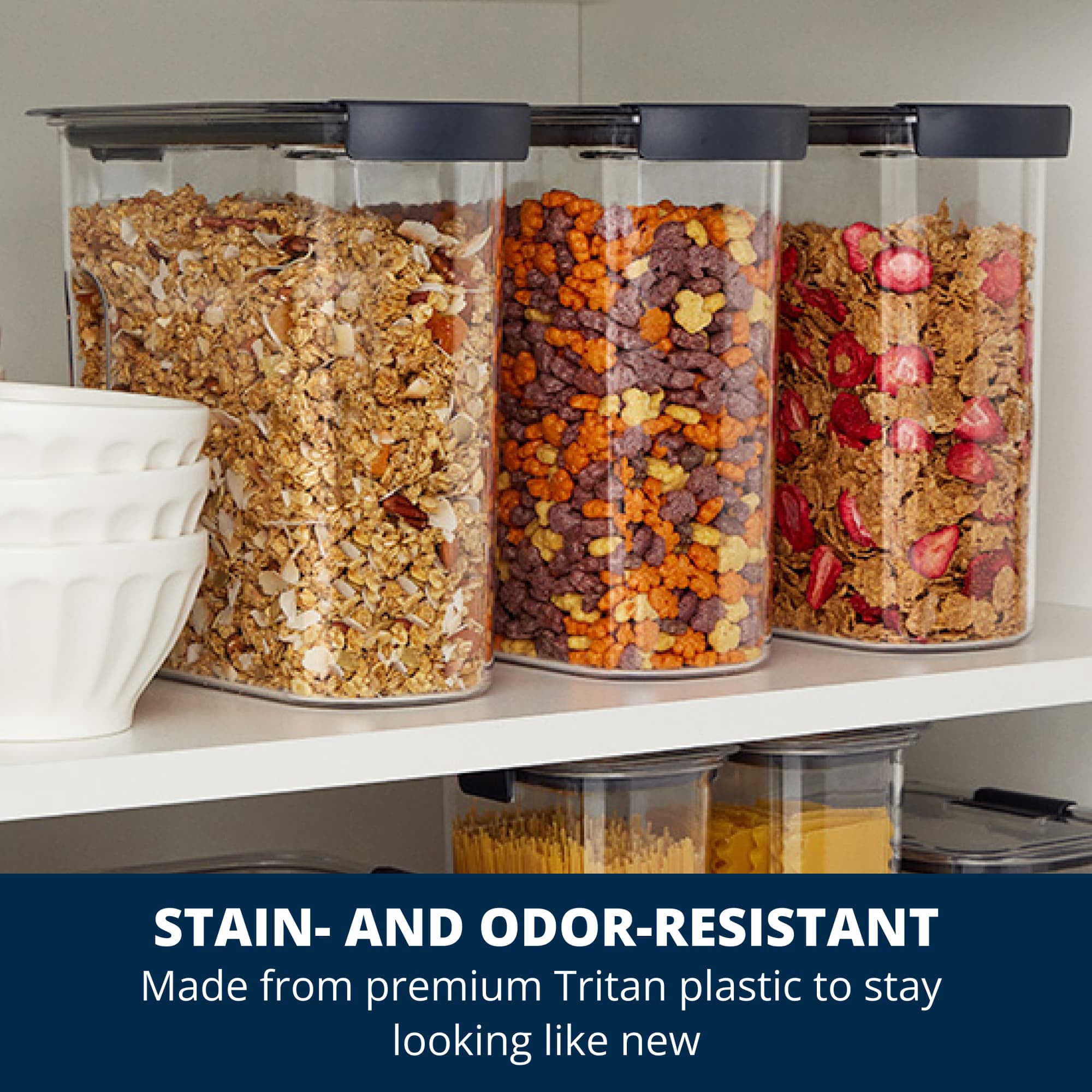 Rubbermaid Brilliance 18-Cup Pantry Cereal Keeper, 2 Pack