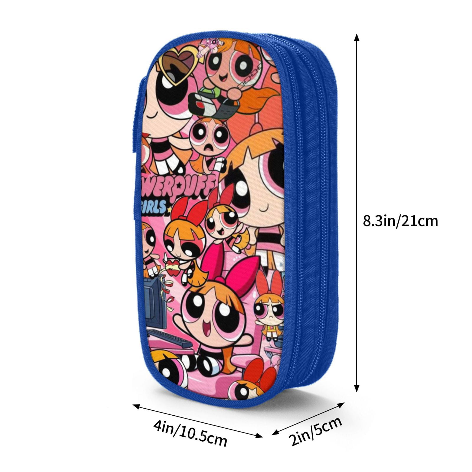 The Powerpuff Gi-rls Pencil Case Large Capacity Pencil Pouch Pen Bag Office Stationery Organizer Travel Makeup Bag Blue