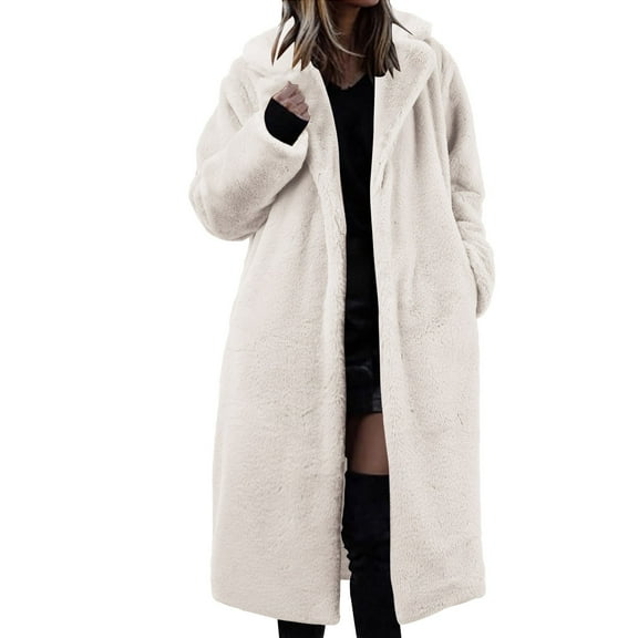Trench Coat Women Winter Coats for Women Womens Winter Warm Lapel Fuzzy Coat Jacket Overcoat Spliced Mid Length Coat Suit Collar