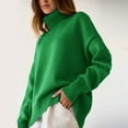 thumbnail image 2 of Duoif Sweaters for Women Trendy Women's Autumn and Winter New Neck Loose Versatile Solid Color Pullover Sweater Women's Sweaters Womens Tops Green L, 2 of 4