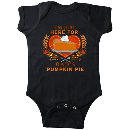 

Inktastic I m Just Here for Dad s Pumpkin Pie with Hearts and Leaves Gift Baby Boy or Baby Girl Bodysuit