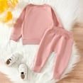 thumbnail image 4 of Splozh Newborn Baby Boy Clothes Toddler Baby Boy Girl Clothes Solid Color Long Sleeve Pullover Sweatshirt Jogger Pants Set 2Pcs Spring Outfit Pink,18-24 Months, 4 of 9