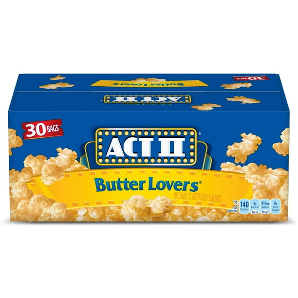 Act Ii Butter Lovers Microwave Popcorn 30 Count 2 75 Oz Bags Walmart Com Walmart Com