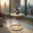 thumbnail image 5 of Resenkos 16 Inch Marble Top Round Side Table with Golden Metal Frame for Living Room Bedroom-Set of 2, Nightstand Small Side Table, End Table for Bedroom Living Room, 5 of 8