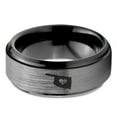 thumbnail image 2 of Tungsten Oklahoma Sooner State Heart Band Ring 8mm Men Women Comfort Fit Black Step Bevel Edge Brushed Gray Polished, 2 of 4
