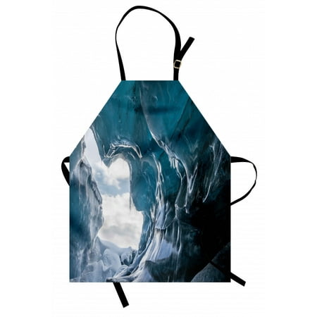 

Cave Apron Inside of the Famous Vatnajokull Glacier in Iceland with Icicles Unisex Kitchen Bib Apron with Adjustable Neck for Cooking Baking Gardening Charcoal Grey Pale Blue White by Ambesonne