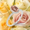 thumbnail image 3 of Gorgeous Minimalist 1.50 Carat Oval Cut Morganite And Diamond Moissanite Engagement Ring, Floral Wedding Ring In 925 Sterling Silver With 18K White Gold Plating, Surprisingly Gift For Her, 3 of 3
