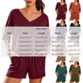 thumbnail image 5 of Zynoxe Womens 2 Piece Outfits Fashion V Neck Short Sleeve Top Elastic Waist Shorts Set Lightweight Breathable Summer Sets Versatile Casual Loose Solid Color Casual Loungewear with Pockets 2XL, 5 of 10