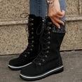 thumbnail image 5 of Tejiojio Womens Boots Flat Feet Women's Winter Solid Mid-tube Front Strap Round Head Side Zipper Snow Shoes, 5 of 8