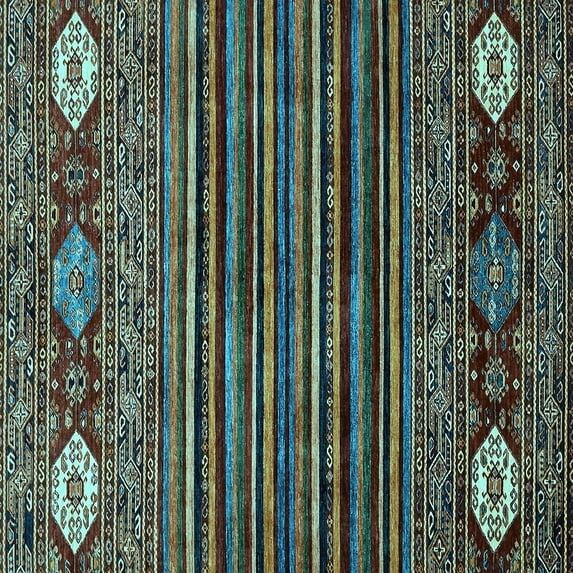 Ahgly Company Indoor Square Abstract Light Blue Modern Area Rugs, 7' Square