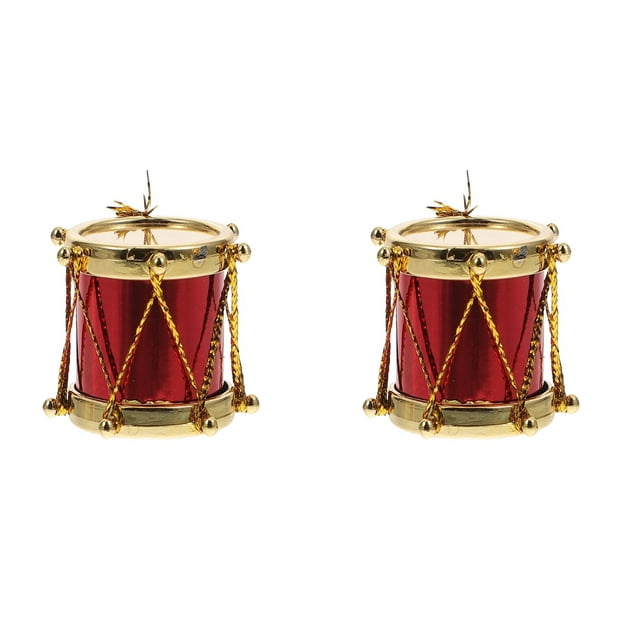 YWIYIUD Décorations de Sapin de Noël Mini Tambour Pailleté Rouge, Ornement d'Instruments de Bureau Décoration de Fête de Noël Mariage 1/2/3/4/5/6/7/8 Pcs