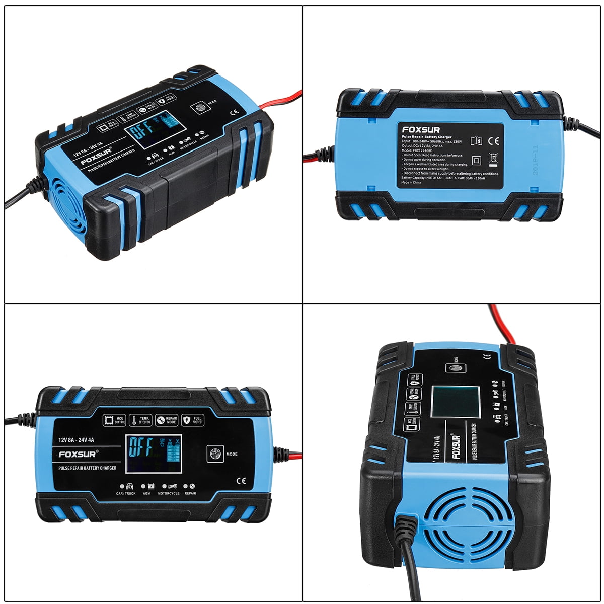12V 8A LCD Intelligent Fully Automatic Automobile Lead Acid Battery Car