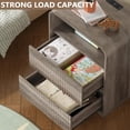 thumbnail image 3 of FANRAL Set of 2 Modern 2 Drawer Nightstands with Charging Station,Wooden Bedside Table End Table with Curved Silhouette & Metal Handles,Gray Night Stand, 3 of 6