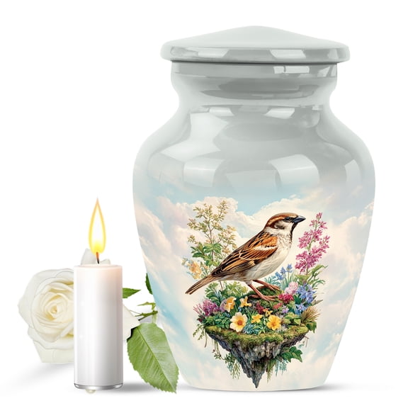JAGASY Sparrow Keepsake Urn for Ashes for Adult Female, Mini Decorative Flower Urns for Mom Ashes, Little Memorial Urn for Adult Dad, Small Funeral Urns for Couples, 3 Inch