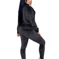 thumbnail image 4 of Seyurigaoka Winter Women Juniors Casual Clothes 2Pcs Suit, Velvet Long Sleeve Zipper Tops + Pants, 4 of 5
