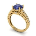 thumbnail image 2 of Solitaire with Accents Engagement Ring for Women - 2.21ct Simulated Tanzanite in 18K Yellow Gold Promise Ring, 2 of 6
