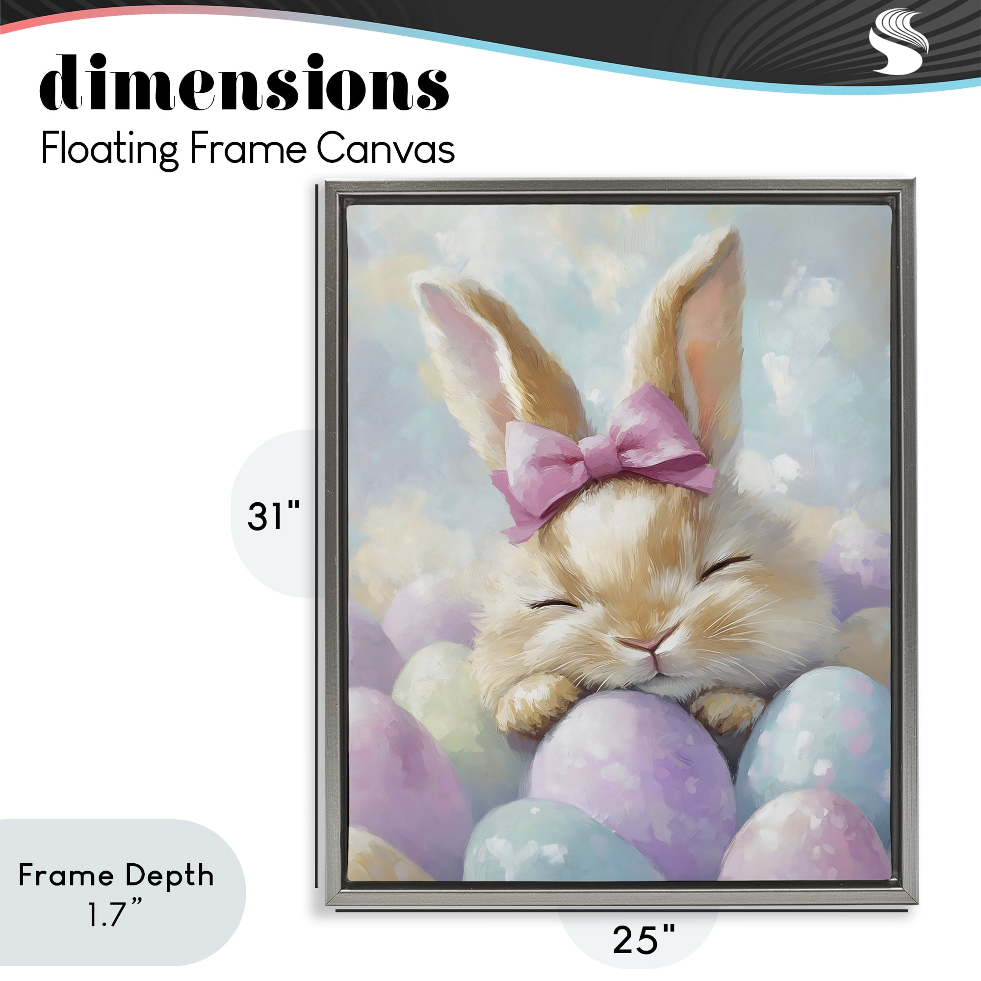 Stupell Industries Sleeping Easter Bunny with Eggs Gray Framed Floater Canvas Wall Art, design by The Prints Vibe