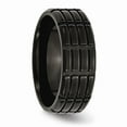 thumbnail image 4 of Titanium Grooved Black IP-plated 8mm Men's Matte Brushed Finish Wedding Band Ring Size 12.5, 4 of 7