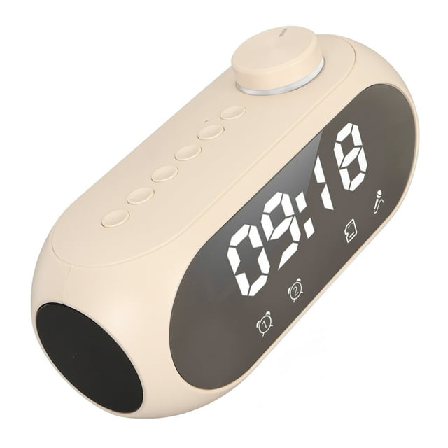 Alarm Clock Radio with BT Speaker, FM Radio, Built in Speaker, Dual Alarm, Temperature Display, Voice Broadcast, Support AUX TF Card Mirror Alarm Clock