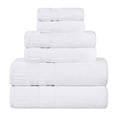 thumbnail image 2 of Superior Venice Ribbed Textured Border Zero Twist 6 Piece Towel Set, White, 2 of 10