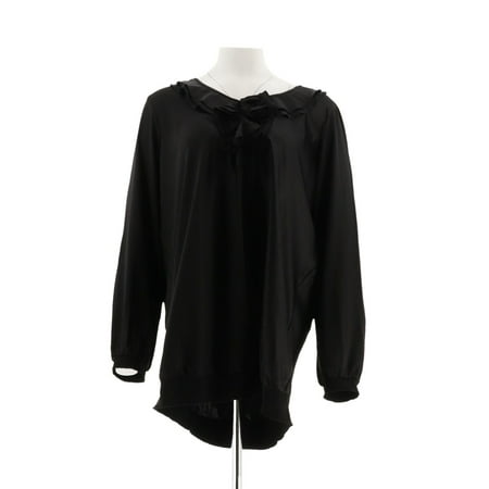 Charmeuse Tank - Susan Graver Charmeuse Blouse Ruffle Neckline Long Slv A221313