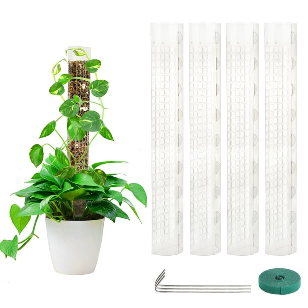 Poste de musgo de plástico para plantas, soportes de musgo, postes para plantas trepadoras, varilla de musgo con respaldo de tortuga para postes de plantas y turba
