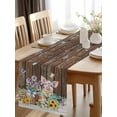 thumbnail image 2 of Burlap Table Runner 60 Inches Long, Farmhouse Pig Spring Flower Non-Slip Kitchen Table Runners for Dining Room Everyday Use Party Table Decorations Vintage Brown Wooden Plank, 2 of 9