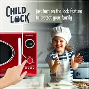 Nostalgia 0.9 cu ft Retro Microwave Oven, 800W Countertop Microwave Oven with Digital Display, Red