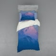 thumbnail image 2 of Mountain Duvet Cover Set, Japan Mountain Winter Season Picturesque Hakone Viewpoint Foggy in Dusk Photo, Bedding Set with Shams and Fitted Sheet, 3 Sizes, by Ambesonne, 2 of 3