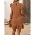 thumbnail image 6 of Cuteduck Womens Dresses Ruffle Sleeve Ruffle Hem Round Neck Textures Casual Dresses S-XL, 6 of 7