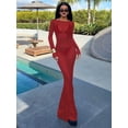 thumbnail image 4 of Women'S Mesh Maxi Dress See Through Bodycon Sheer Dresses Summer Swimwear Cover Ups Red L, 4 of 9