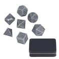 thumbnail image 1 of Juego de dados poliédricos de 7 piezas, dados de juego de rol de Metal con caja de almacenamiento para juegos de mesa, enseñanza de matemáticas, 1 of 9