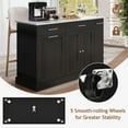 thumbnail image 6 of DreamCurship 52" Kitchen Island with Storage, Rolling Kitchen Cart Island with Wheels, Tilt Out Kitchen Trash Cabinet 10 Gallon Storage, 3 Large Spice Racks and 2 Drawers, Black and Marble, 6 of 7