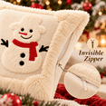 thumbnail image 4 of LOMYOLO Christmas Throw Pillow Covers 20x20IN Set of 2, Soft Faux Fur Holiday Decorative Pillow Covers for Couch Sofa Bed 3D Embroidered Couch Cover Home Decor Pillow Covers - Cute Snowman, 4 of 8