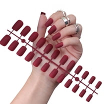 RAGUPEL 24Pcs Glue on Nails for Women,Wine Red Nail Tips Short,Matte Finish Best Press on Nails,Nails Press on for Daily Life,Style1