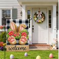 thumbnail image 2 of Welcome Bunny Garden Flag 12x18 Inch Bunny Ears Paw Prints Pink Floral Buffalo Plaid Farmhouse Spring Double Sided Burlap Small Yard Flag Seasonal Outdoor Decoration for Outside Home Front Door Lawn, 2 of 6