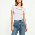 thumbnail image 5 of Posijego Going out Tops for Women Crewneck Short Sleeve Summer Slim Classic T-Shirts Trendy Casual Shirts for Women, 5 of 7