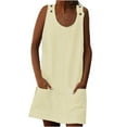 thumbnail image 2 of LOVZFMLL Robes Femmes Mode Vacances Été Col Poches Rayé Quotidien Robe d'Été Sans Manches Fête Plage Robe, 2 of 6