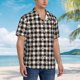 thumbnail image 3 of Balery Black Plaid Heart Camisas hawaianas de manga corta para hombre, camisas playeras de corte holgado, camisas de vacaciones con botones,XX-Large, 3 of 7