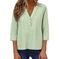 thumbnail image 3 of Outfmvch mexican tops for women Mexican Blouses for Women Cotton Linen Shirts Linen Tops for Women Traditional Mexican Shirts Short Sleeve T Shirt Vintage Tunics Tops Gauze Blouses Boho Tops Green M, 3 of 9