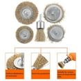 thumbnail image 3 of 5pcs Wire Brush Drill Attachment Set Brass Coated for Cleaning Rust Hex Shank Fits Impact Driver, 3 of 5