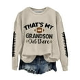thumbnail image 2 of Baberdicy Women's Hoodless Hoodie Women's That's My Grandson Out There Football Lover Casual Sweatshirt, Pullover Sweatshirts for Women Beige L, 2 of 9