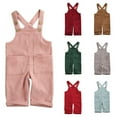 thumbnail image 2 of Toddler Kid Baby Boys Girls Corduroy Romper Jumpsuit Bib Pants Overalls Clothes, 2 of 9
