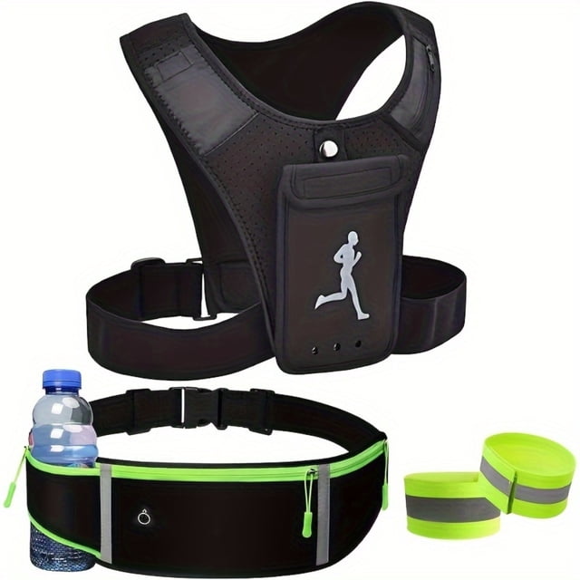 Lindbes Running Phone Holder Vest Running Vest Phone Holder Running Belt With Waterproof Adjustable Elastic Strap Key Holder Reflective Waterproof Phone Pouch Running Belt With Water