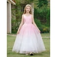 thumbnail image 3 of IDOPIP Flower Girls Spaghetti Strap Tulle Dress Long A Line Wedding Pageant Princess Birthday Party Dresses 3-14Y, 3 of 9